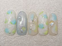 リノ ネイル(Rino nail)/4月の新作804e3水色ローズ