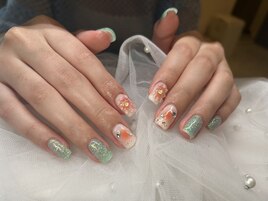 オレンジチーク★お花★