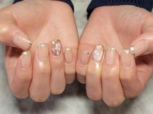 エーケーネイル(AKnail)/ガラスフレンチ／フラワーネイル