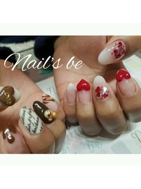 バレンタインネイル