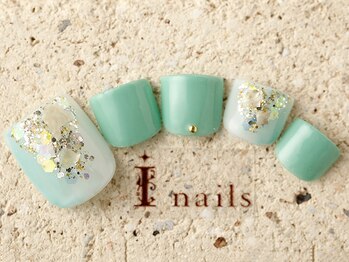 アイネイルズ 町田店(I nails)/ミントグリーンシェルFOOT8480円