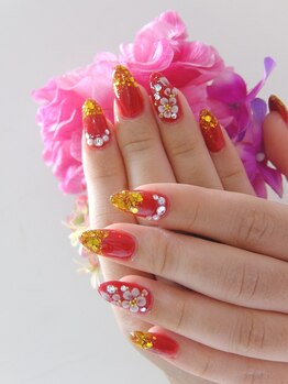 ネイルサロンミキ 横浜(MIKI)/手描きフラワー3D花 和装着物