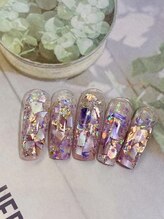 ボガスティーズネイル 鶴見店/クリアベース　シェルネイル