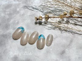 リボンネイル　ラメ