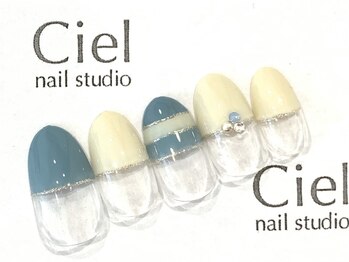 シエルネイルスタジオ 新宮店(Ciel nail studio)/【7180円】ブルーチェックネイル