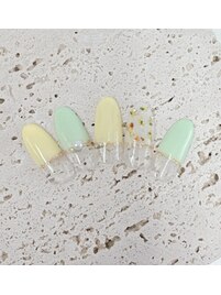ストレートフレンチ　押し花