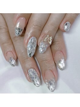 ガラスフレンチ ジェルネイル