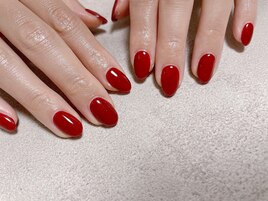 ボルドーワンカラー　秋ネイル