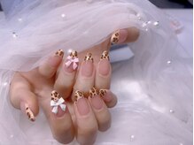 スノーネイルサロン 新宿店(Snow nail salon)/レオパードフレンチリボン