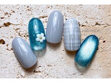 ネイルクローネ(nail crone)/ガーリーなお花とチェック柄