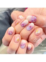 ブリス(Bliss produced by syisyu)/押し花タイダイネイル