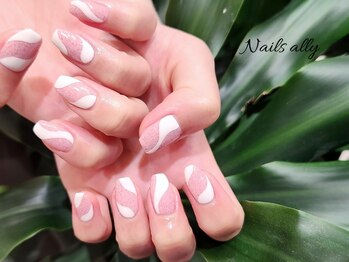 ネイルズアリー 立川店(Nails ally)/ベージュピンク×うねうね×秋冬