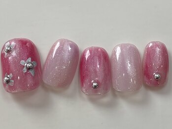 ネイルメゾン 天神店(NAIL MAISON)/もやもやピンクラメ花¥7000