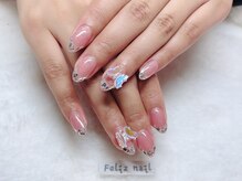 フェリスネイル 池袋店(Feliz Nail)/ガラスフレンチ＋蝶