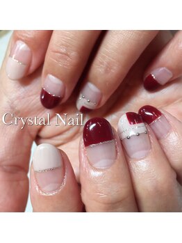 クリスタルネイル ボンベルタ橘店(CRYSTAL NAIL)/ハーフフレンチネイル