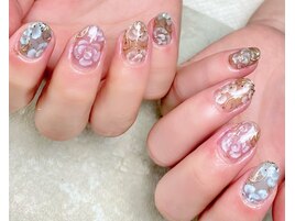 フルアート　花柄　手描きアート