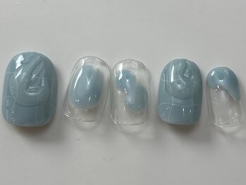 ネイルメゾン 天神店(NAIL MAISON)/落書きくすみカラーブルー¥7000