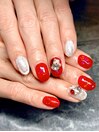 紅白ネイル！