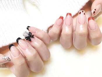 ネイルマジック 仙台一番町店(NAIL MAJIC)/リボン×ツイードネイル