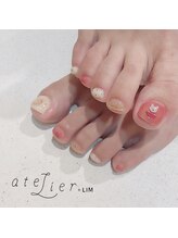 アトリエ プラス リム(atelier +LIM)/しろくまとスイカのフットネイル