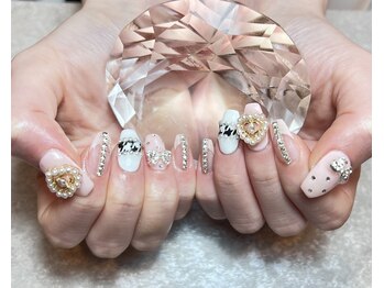 クマ(KUMA)/千鳥柄×シャネルハートパーツ