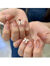 グラデーションネイル、リボン