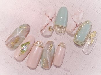 ラルネイル 大宮(Lull. nail)/*エメラルドグリーン*天然石*