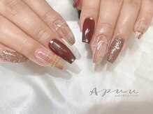 アピュ(APUU)/ブラウンチェック ネイル