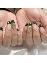 フレンチ/リボン/緑