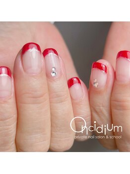 オンシジューム(Oncidium)/赤のフレンチネイル♪
