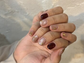 アールネイル(r.nail)/ボルドー×グレージュ