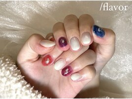 オーロラネイルに4本アート♪