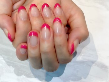 ルームヘアネイル 曙橋店(Room hair nail)/ビビットピンクフレンチ♪