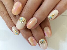 ぼかしストライプ×ターコイズ