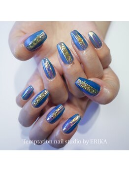 テンプテーション ネイル スタジオ(Temptation nail studio)/クリアブルー ネイル