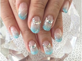 水色マーブル波ネイル￥7 8200