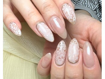 ネイル バイ エン(Nail by EN)/レースネイル/上品ガーリー