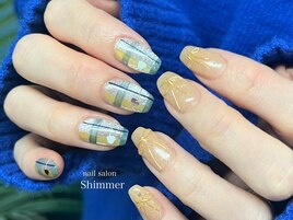 チェック/ワイヤーリボン