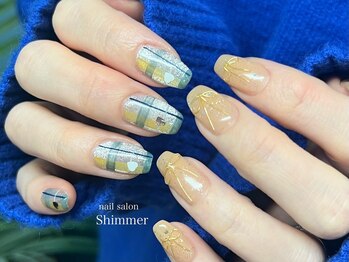 シマー(Shimmer)/チェック/ワイヤーリボン