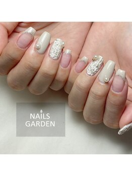ネイルズガーデン(NAILS GARDEN)/ホワイトツイードネイル