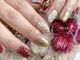 クリスマス/ボルドー/手書き