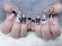 スノーネイルサロン 新宿店(Snow nail salon)/ラメリボンキャラクターハート