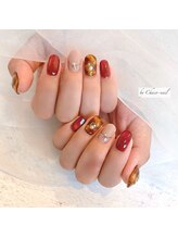 チャコネイル(chaco-nail)/赤マグネット×べっこうアート