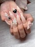 【ハンド】★Gel-Xチップ長さ出し＋シンプルアート