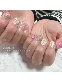 フラワーいっぱいの春ネイル