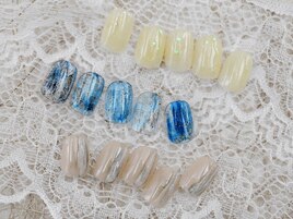 星きらめく透明感ショートネイル