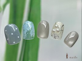 ドットパール夏レースネイル