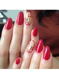 赤　秋ネイルデザイン