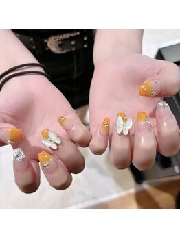 リンドネイル バイ モカ アンド ララ(Lind nail by moca and LaLa)/オレンジネイル