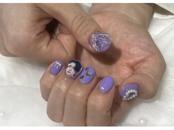 パープル推しフェイスネイル